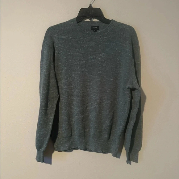 J Crew Teal Cotton Crewneck Sweater Medium - Picture 1 of 6